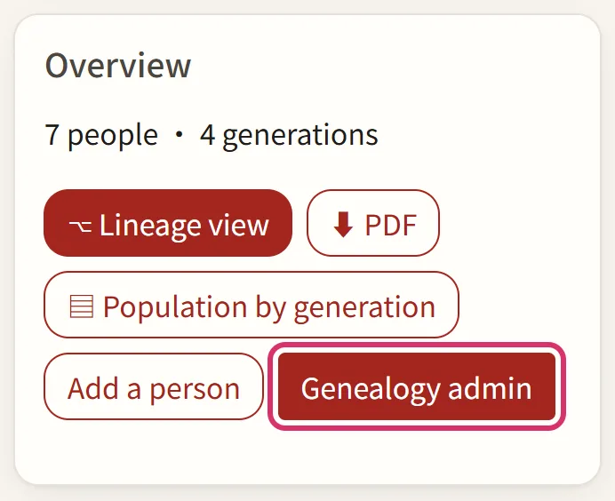 Genealogy admin, on the front page